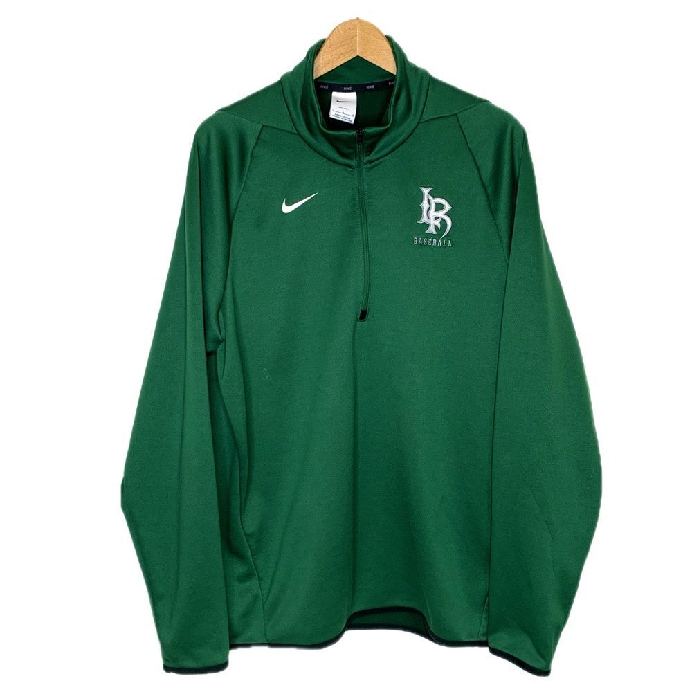 NIKE Dri-Fit Mens Green 1/2 Zip Pullover Sweatshirt Size Large Baseball "LR"